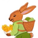 ZAJĄC Z KURCZACZKAMI DEKORACJA DREWNIANA 15CM