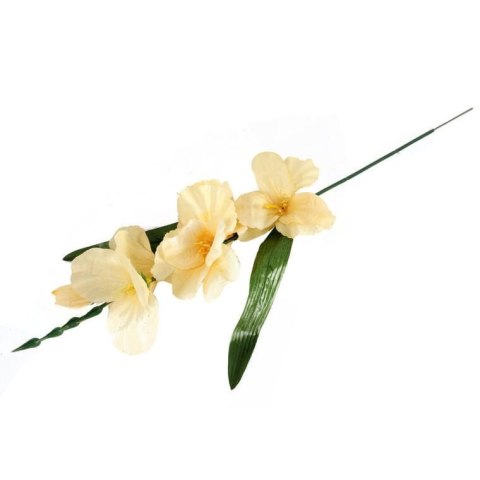 Sztuczny Kwiat Gladiola Kremowy 55 cm z Listkami Wysokiej Jakości