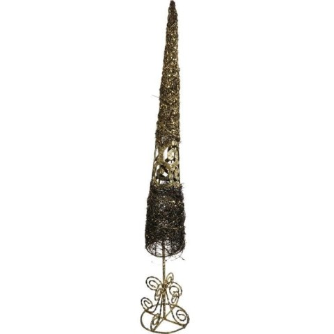 Choinka Stożkowa z Rattanu i Metalu 80cm - Brązowo-Złota Dekoracja Świąteczna