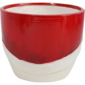 Świąteczna osłonka z ceramiki czerwona z MIKOŁAJEM 15 cm