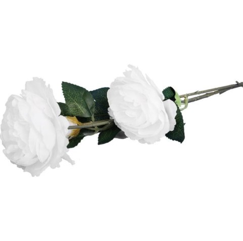 Sztuczna Gałązka z Trzema Piwoniami 65 cm - Kolor Biały