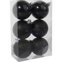 Zestaw 6 Czarnych Bombek Plastikowych 6cm w Przezroczystym Pudełku