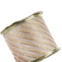 Wstążka dekoracyjna 6.5 cm na szpuli kremowa