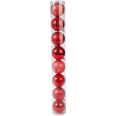 ZESTAW 8 BOMBEK PLASTIKOWYCH 6 CM CZERWONE