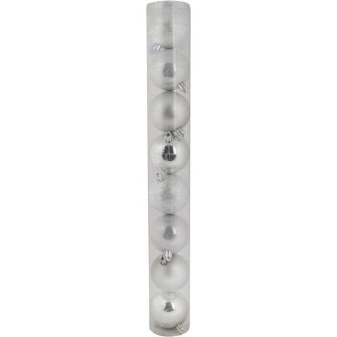 ZESTAW 8 BOMBEK PLASTIKOWYCH 6 CM SREBRNE