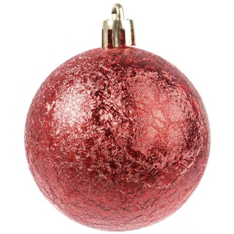Zestaw 10 Czerwonych Plastikowych Bombek Świątecznych 6 cm w Tubie