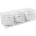Zestaw 3 bombek plastikowych z dekorem 8 cm białe