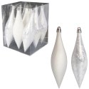 Zestaw 9 Białych Plastikowych Sopli Dekoracyjnych 15 cm z Efektem Zmrożenia
