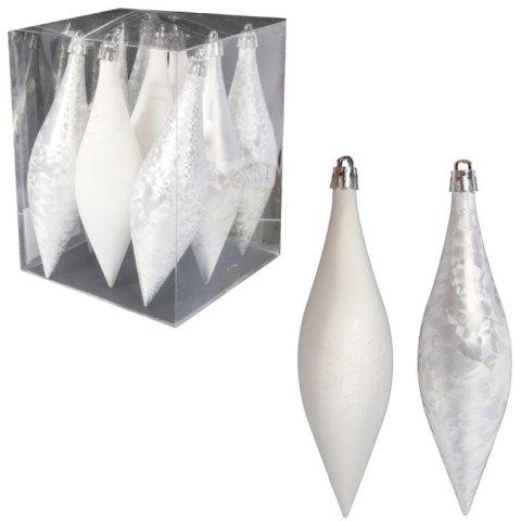 Zestaw 9 Białych Plastikowych Sopli Dekoracyjnych 15 cm z Efektem Zmrożenia