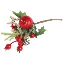 PIK Z JARZĘBINĄ I JABŁKIEM GAŁĄZKA 22 CM czerwona