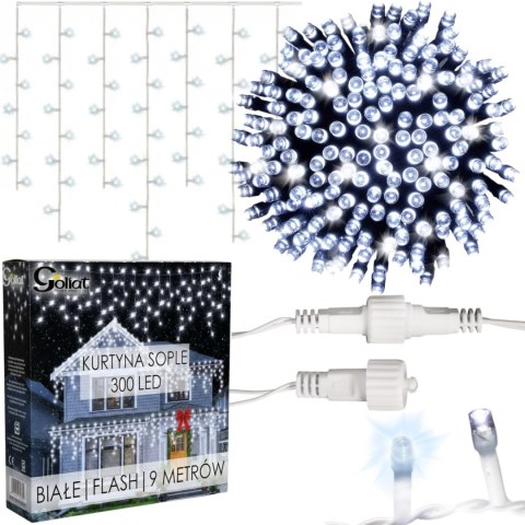 SOPLE 300 LED KURTYNA LAMPKI ZEWNĘTRZNE/WEWNĘTRZNE FLASH ZIMNY BIAŁY 9 M