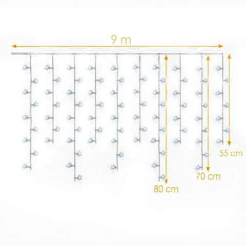 SOPLE 300 LED KURTYNA LAMPKI ZEWNĘTRZNE/WEWNĘTRZNE FLASH ZIMNY BIAŁY PROGRAMATOR 9 M