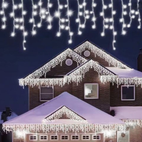 SOPLE 500 LED KURTYNA LAMPKI ZEWNĘTRZNE IP44 BIAŁE ZIMNE FLASH 15 M