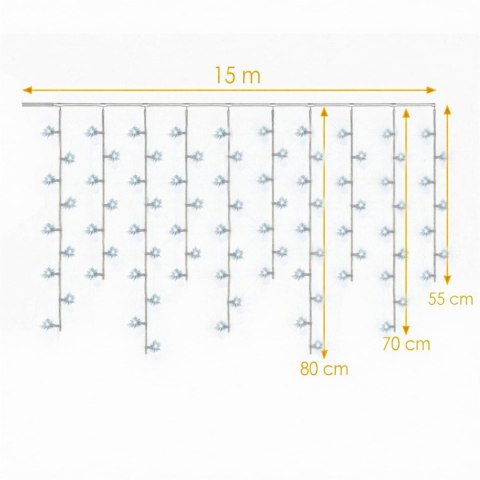 SOPLE 500 LED KURTYNA LAMPKI ZEWNĘTRZNE IP44 BIAŁE ZIMNE FLASH 15 M