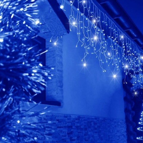 SOPLE 500 LED KURTYNA LAMPKI ZEWNĘTRZNE IP44 NIEBIESKA +FLASH ZIMNY BIAŁY 15 M