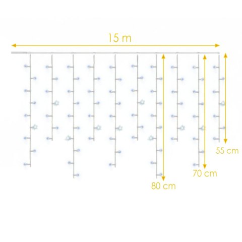 SOPLE 500 LED KURTYNA LAMPKI ZEWNĘTRZNE IP44 NIEBIESKA +FLASH ZIMNY BIAŁY 15 M