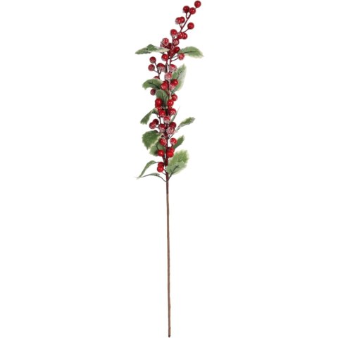 GAŁĄZKA JARZĘBINY Z OŚNIEŻONYMI LIŚĆMI 67 CM czerwona