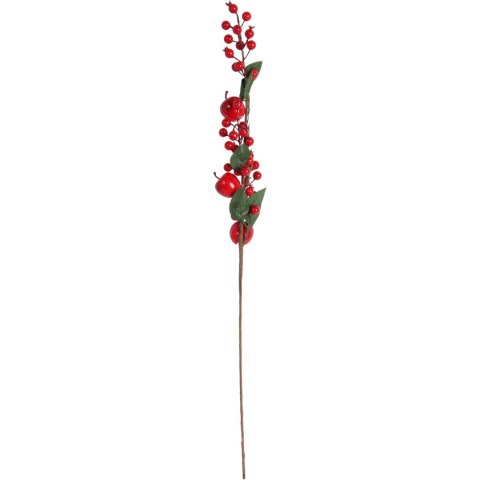 GAŁĄZKA JARZĘBINY Z OŚNIEŻONYMI LIŚĆMI 67 CM czerwona