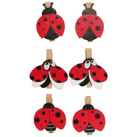 Klamerki drewniane spinacze mini z biedronką 6 szt.