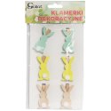 Klamerki drewniane spinacze mini z zajączkiem w 6 szt.