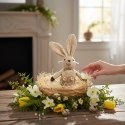 Zając STOJĄCY lniany Ozdoba Wielkanocna Figurka brązowa 18 cm CH
