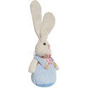 Zając STOJĄCY lniany Ozdoba Wielkanocna Figurka niebieska 19 cm