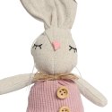 Zając STOJĄCY lniany Ozdoba Wielkanocna Figurka różowa 19 cm