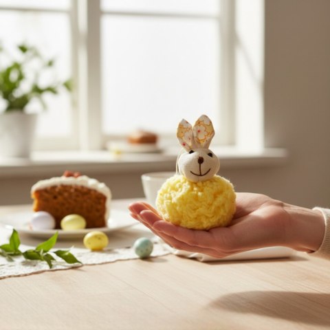 Zając pluszowy zawieszka Ozdoba Wielkanocna Figurka 11 cm żółta