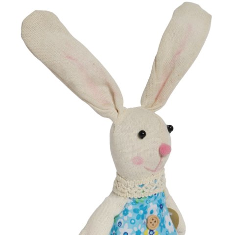 Zając siedzący Ozdoba Wielkanocna Figurka w niebieskiej sukience 40 cm