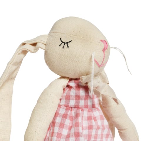 Zając siedzący Ozdoba Wielkanocna Figurka w sukience w kratę 48 cm