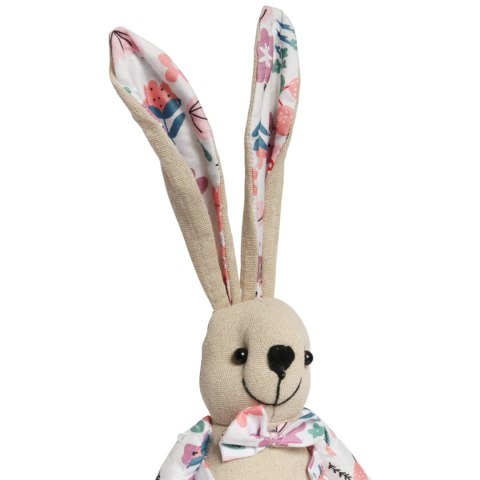 Zając siedzący Ozdoba Wielkanocna Figurka w ubranku w różowe kwiatki 36 cm