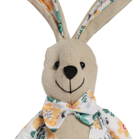Zając siedzący Ozdoba Wielkanocna Figurka w ubranku w żółte kwiatki 36 cm