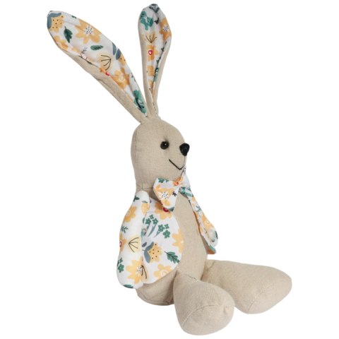 Zając siedzący Ozdoba Wielkanocna Figurka w ubranku w żółte kwiatki 36 cm