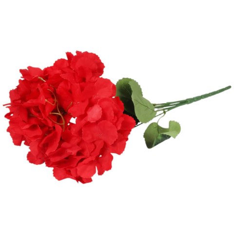 BUKIET 5 HORTENSJI sztuczne kwiaty do wazonu KOMPOZYCJA czerwona 48 cm