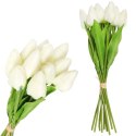 Bukiet 12 TULIPANÓW W PĘCZKU Z RAFIĄ 32 cm biały