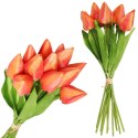 Bukiet 12 TULIPANÓW W PĘCZKU Z RAFIĄ 32 cm pomarańczowe