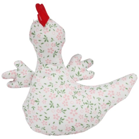 KURA OZDOBA Z MATERIAŁU W KWIATKI KURA FOLKLOR WIELKANOC RÓŻOWA 25 CM