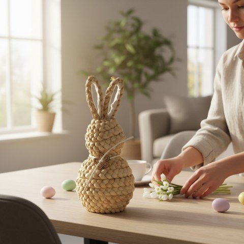 Zając ze słomy Ozdoba Wielkanocna Figurka 24 cm