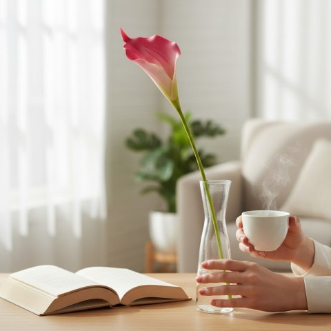 KALIA CALLA SILIKON GAŁĄZKA SZTUCZNA różowa 67 cm