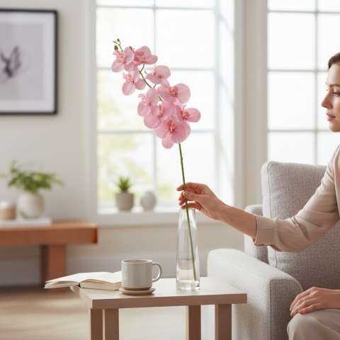 STORCZYK sztuczne kwiaty do wazonu GAŁĄZKA ORCHIDEI biała 100 cm