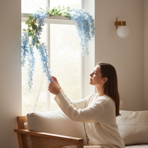 Wisteria Sztuczne Kwiaty Girlanda Glicynia Kwiaty Wiszące Balkon Taras Ślub pomarańczowa