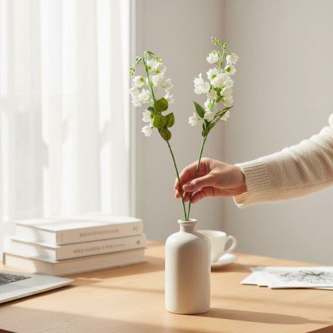 DZWONKI KWIAT SZTUCZNY do wazonu biały 85 cm