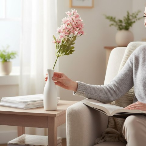 GAŁĄZKA KWIATÓW do wazonu HORTENSJA BUKIETOWA bordowa 58 cm