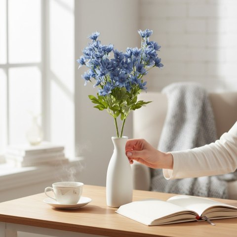 GAŁĄZKA KWIATÓW do wazonu HORTENSJA BUKIETOWA niebieska 58 cm