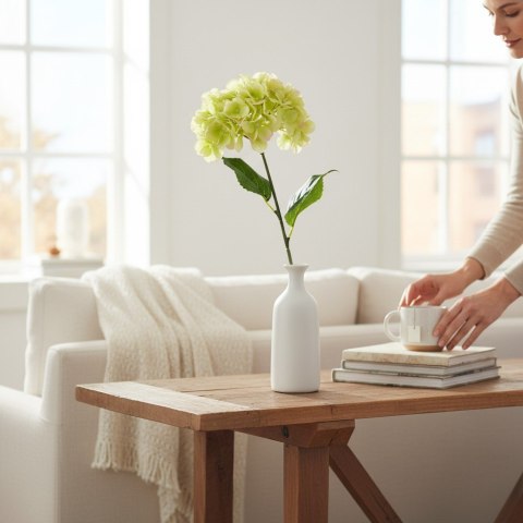 HORTENSJA KWIAT SZTUCZNY do wazonu pomarańczowa 72 cm
