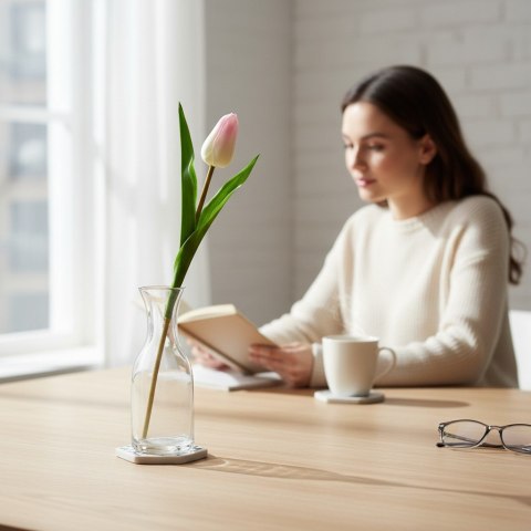 TULIPAN KWIAT SZTUCZNY do wazonu biały 40 cm