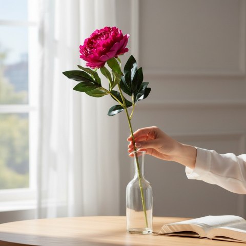 PIWONIA KWIAT SZTUCZNY do wazonu rózowa PEONIA 72 cm