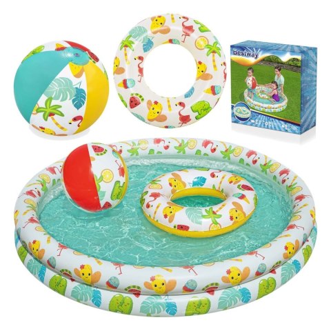3w1 Basenik dla dzieci 122 x 20 cm + KĂłKO + PIłKA Bestway 51124