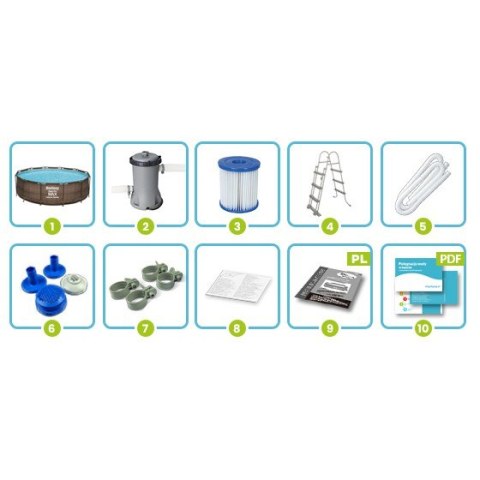 Basen ogrodowy stelażowy 366 x 100 cm zestaw 10w1 Bestway 56709 Bestway
