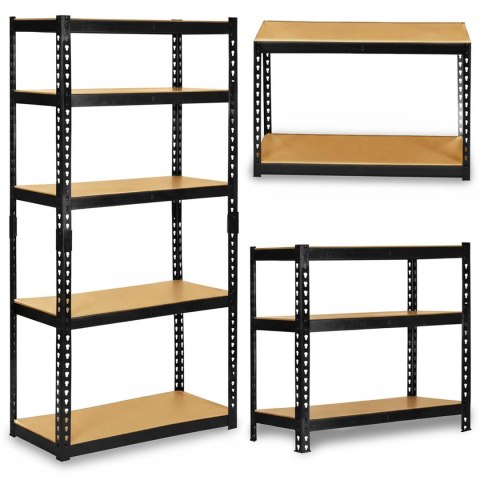 Regał metalowy magazynowy 183 x 90 x 40 cm Humberg HR-853 czarny